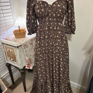 Floral Brown Maxi Dress